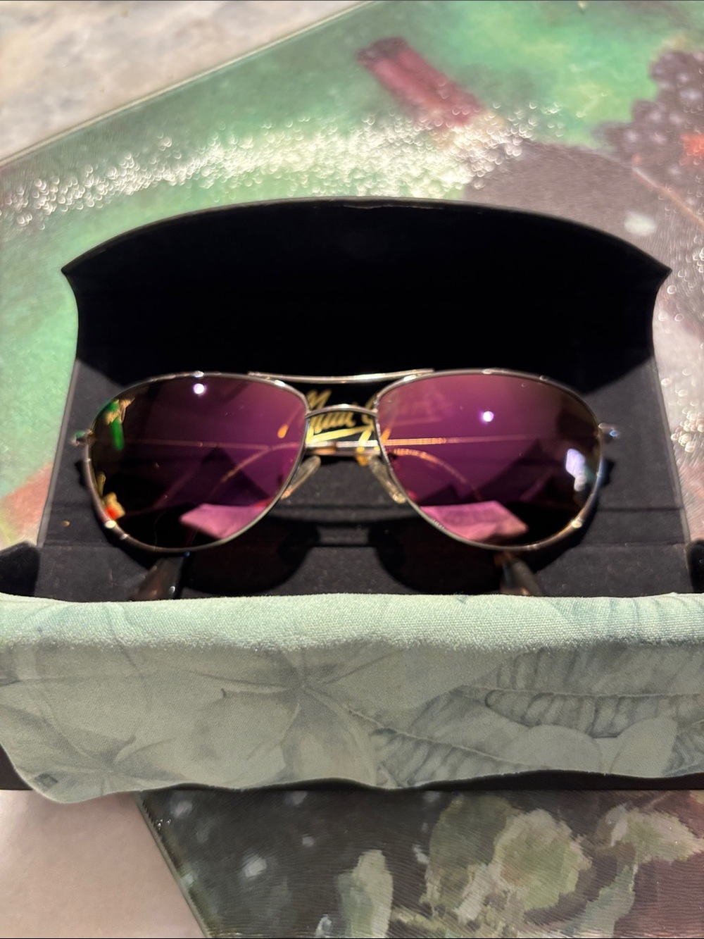 Maui Jim Aviator Sunglasses with Pink Lenses and Gold Frame